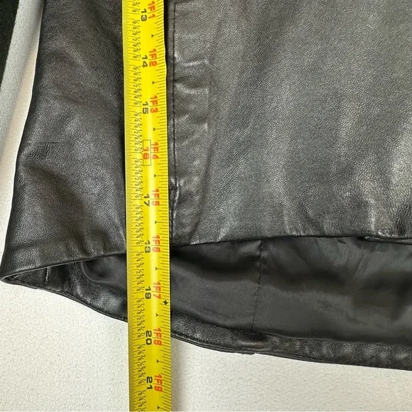 June Asymmetrical Leather Crop Jacket Black - Picture 8 of 9